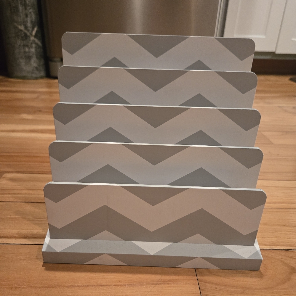 Gray Chevron Desk Organizer